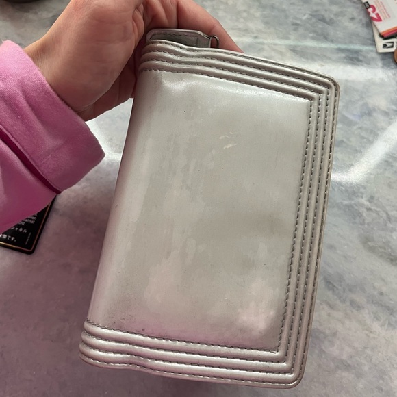CHANEL Silver Patent Leather Boy Wallet - Picture 8 of 9